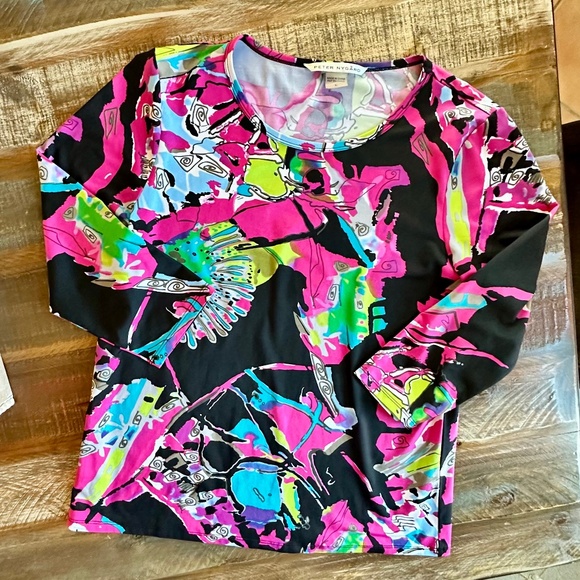 Peter Nygard Bright Abstract TOP - Size large!! - Picture 1 of 5